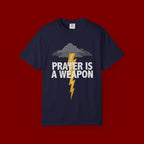 Prayer Is a Weapon T-Shirt — Christian Faith Lightning Graphic Tee