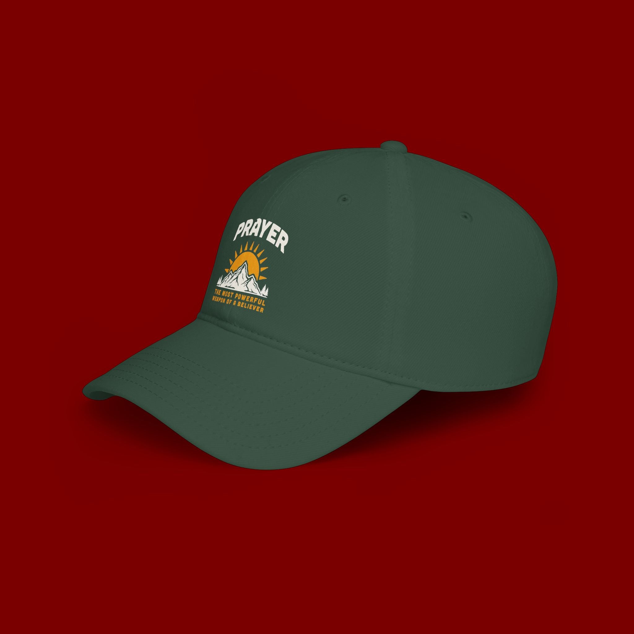 Prayer Sunrise Baseball Cap — Spiritual Faith Hat with Mountain Graphic