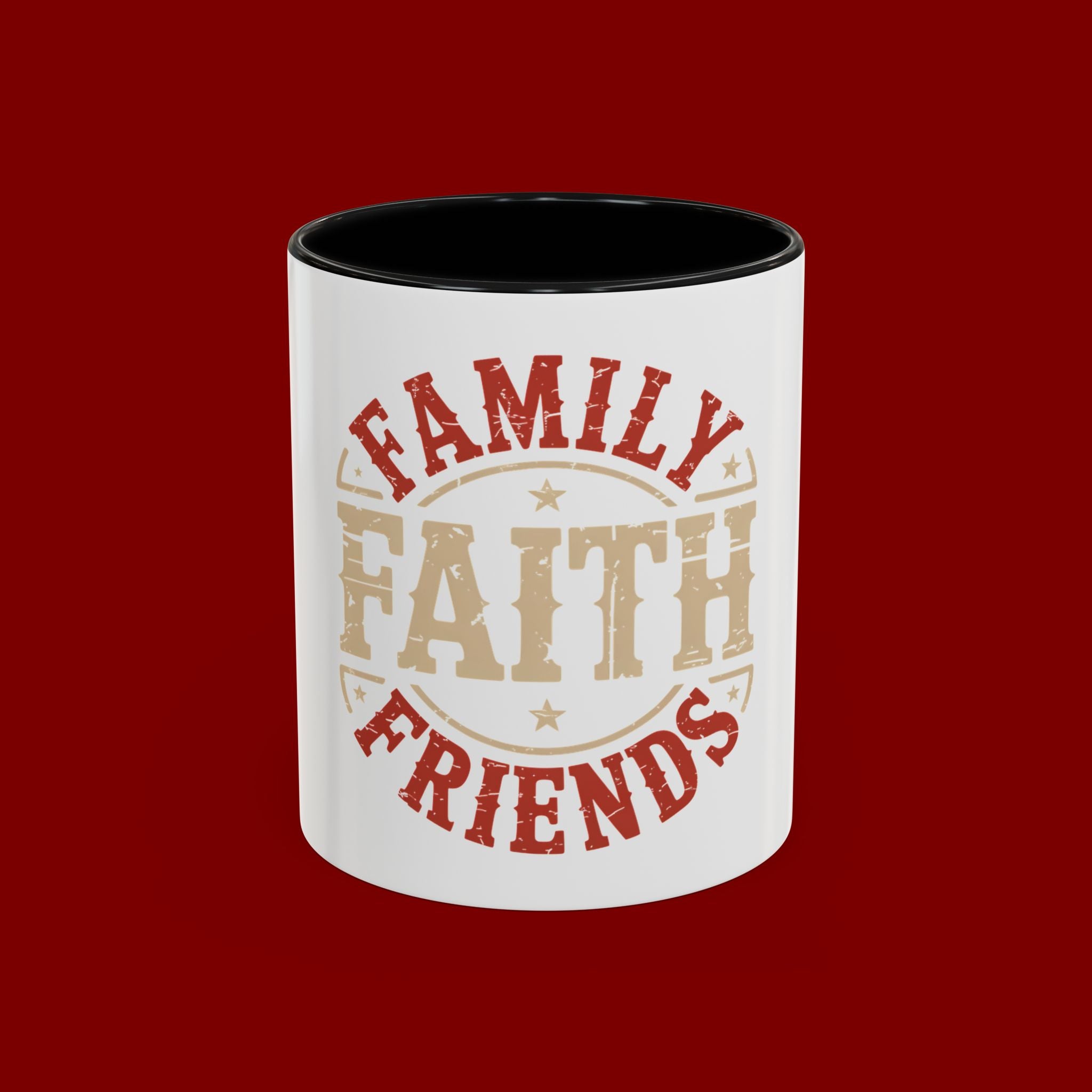 Faith Family Friends Accent Coffee Mug – Inspirational Religious Gift (11/15oz)