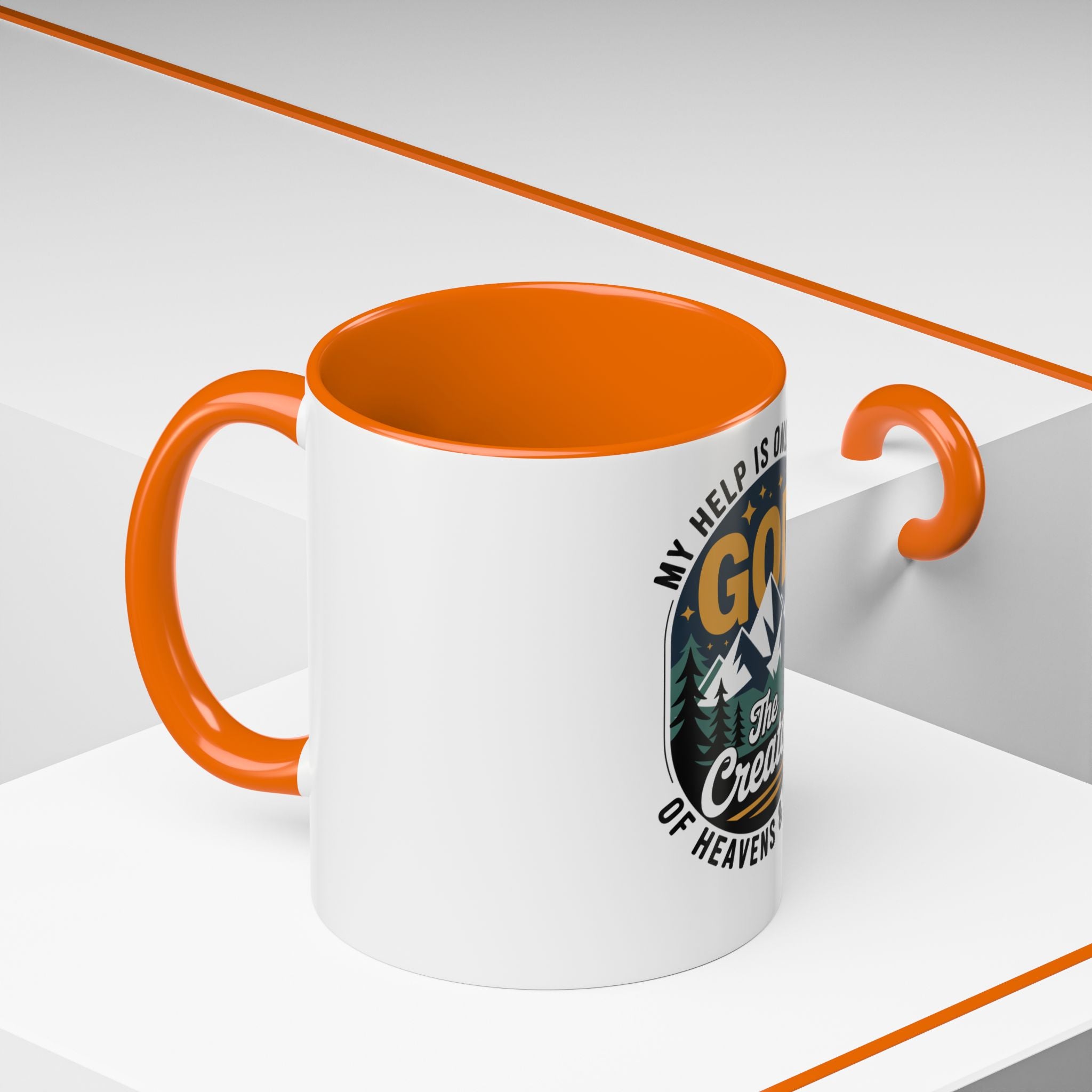 Christian Coffee Mug — “My Help Is Only From God The Creator” Accent Mug
