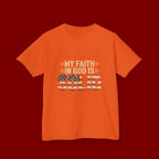 Kids Tee — "My Faith in God is Solid" Patriotic Christian T-Shirt