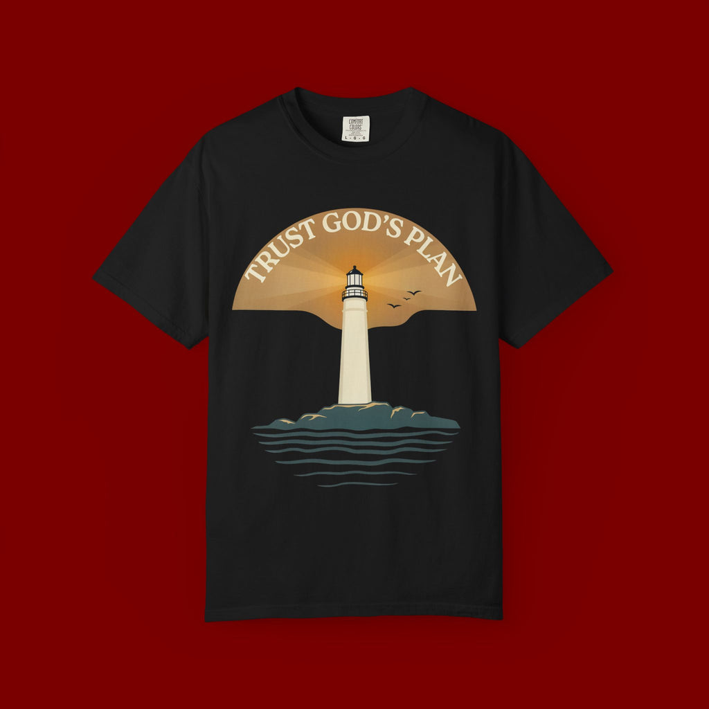 Trust God's Plan Lighthouse T-Shirt — Faith Coastal Tee