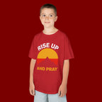 Kids Tee — "Rise Up and Pray" Mountain Sunrise Faith T‑Shirt