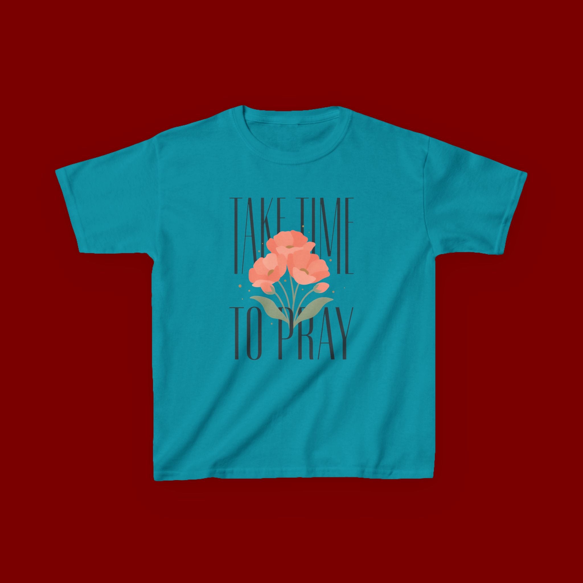 Kids Tee — "Take Time to Pray" Floral Christian Shirt