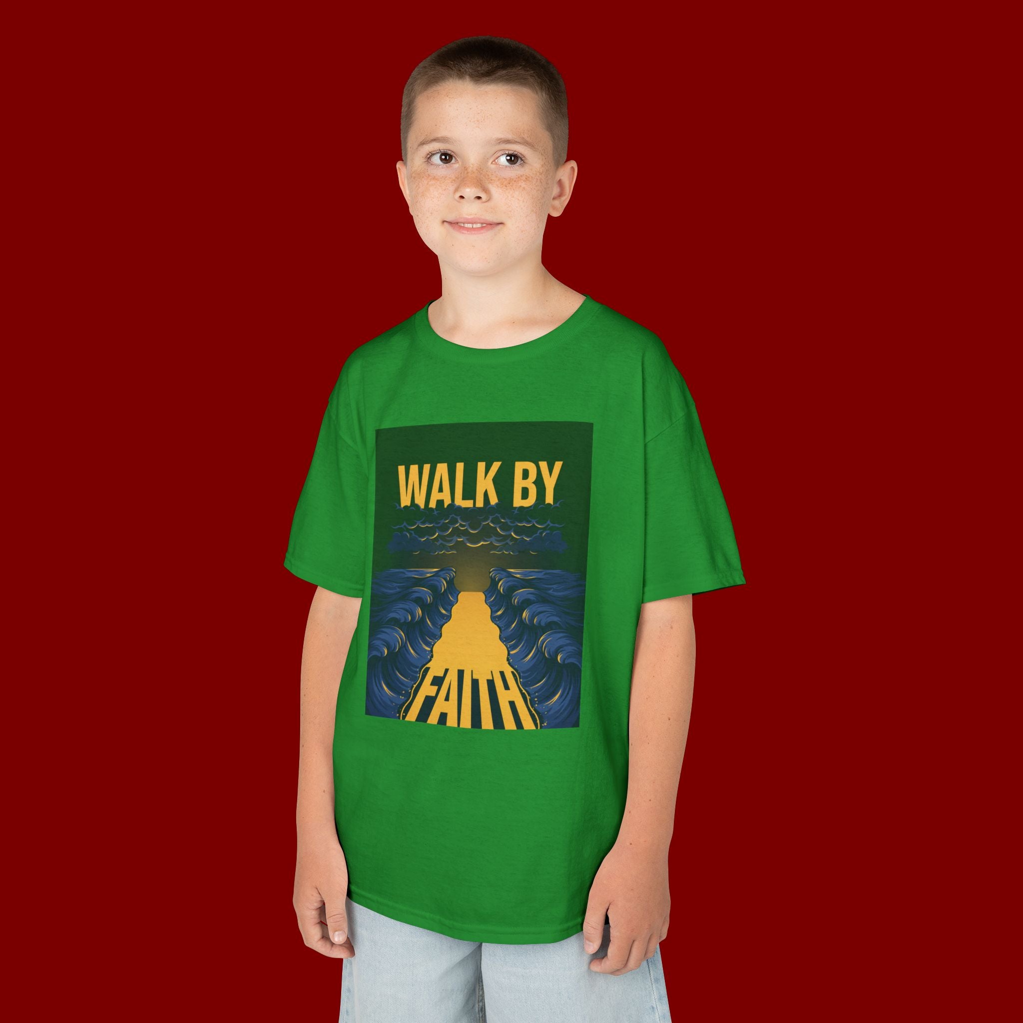 Kids T‑Shirt — "Walk By Faith" Inspirational Graphic Tee for Children