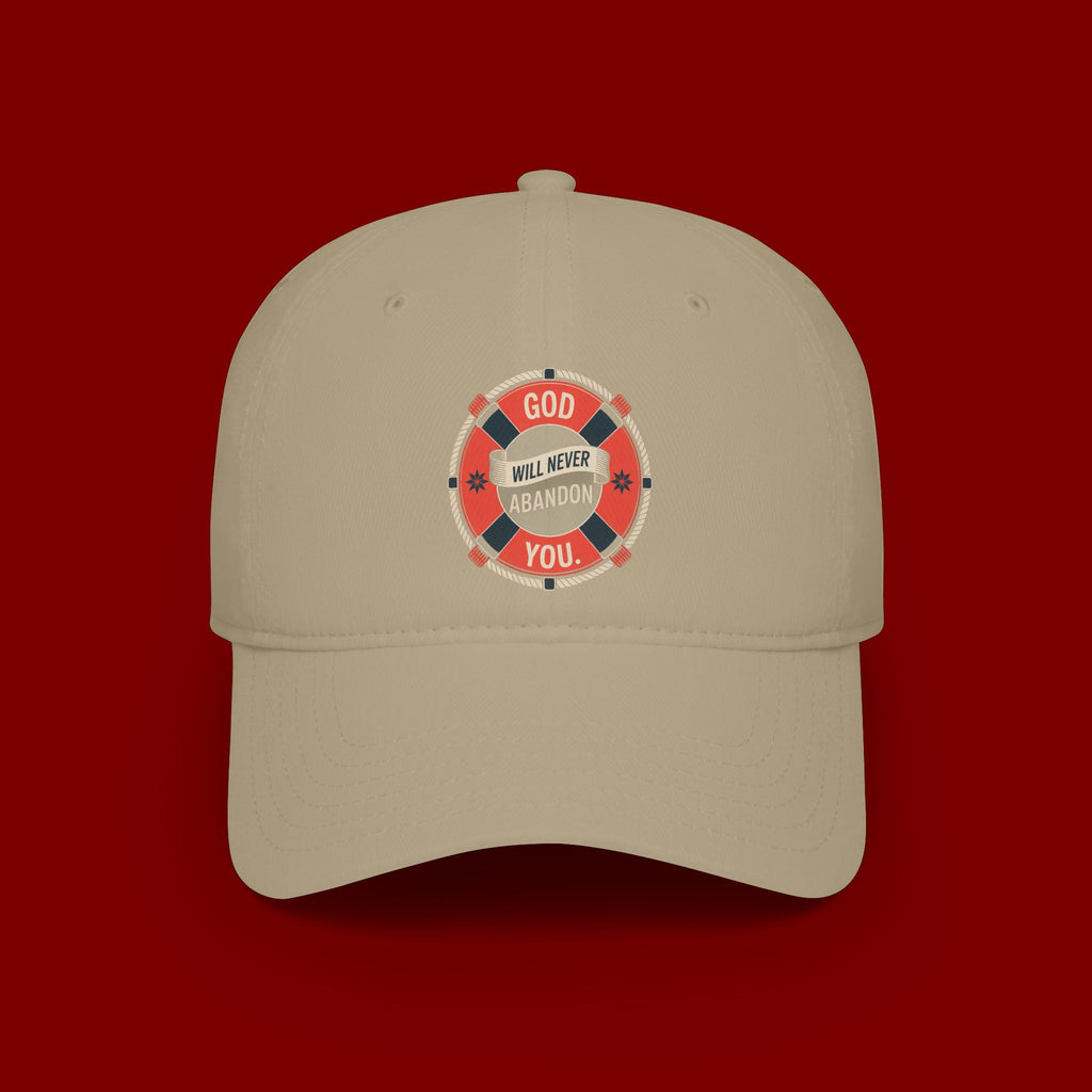 Baseball Cap - "God Will Never Abandon You" Lifesaver Graphic Christian Hat