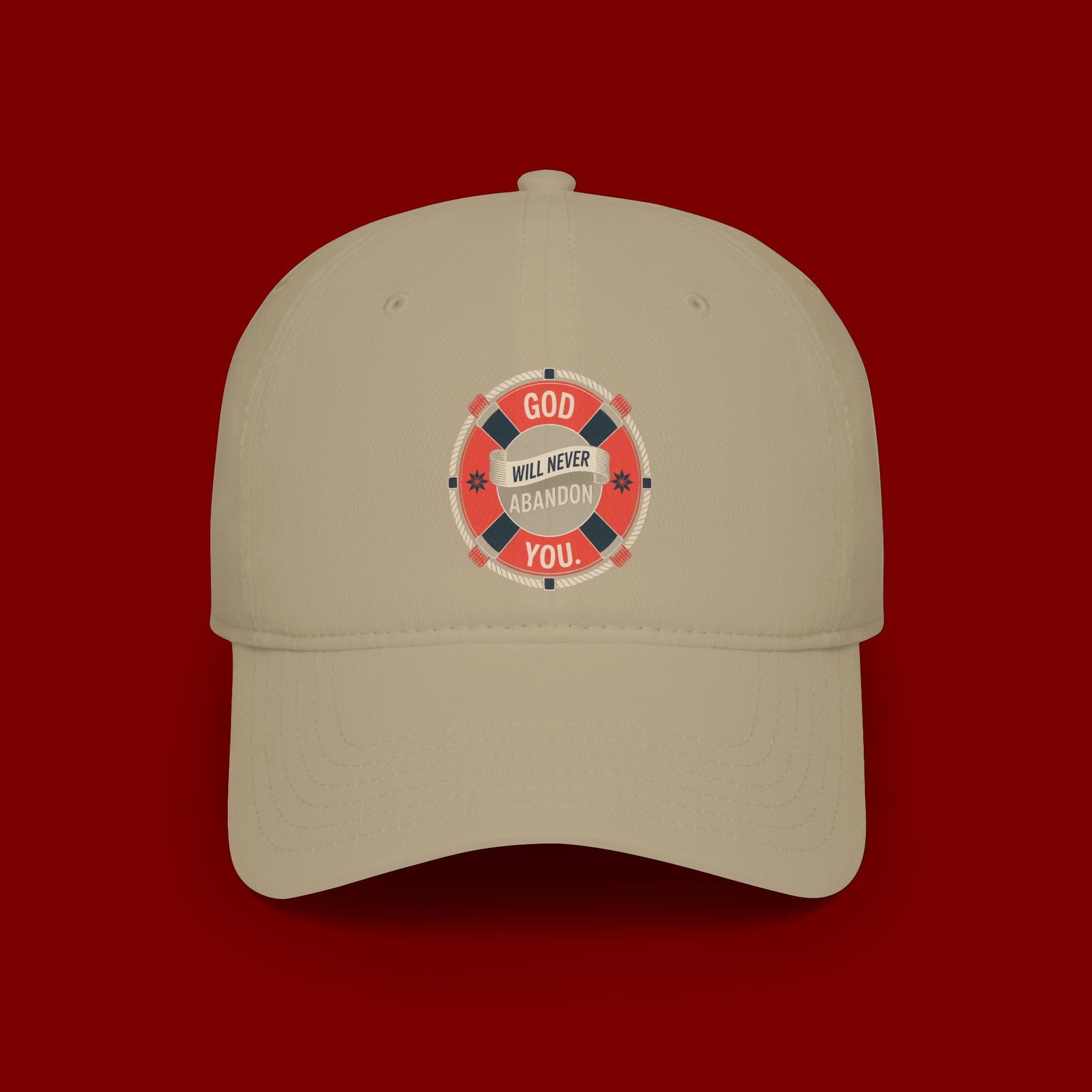 Baseball Cap - "God Will Never Abandon You" Lifesaver Graphic Christian Hat