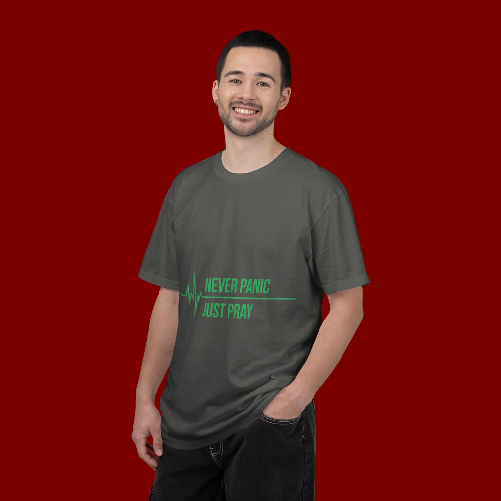 Prayer Tee — "Never Panic Just Pray" Graphic T-Shirt
