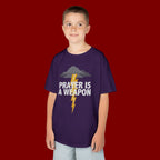 Kids Tee — "Prayer Is A Weapon" Lightning Graphic Christian Shirt