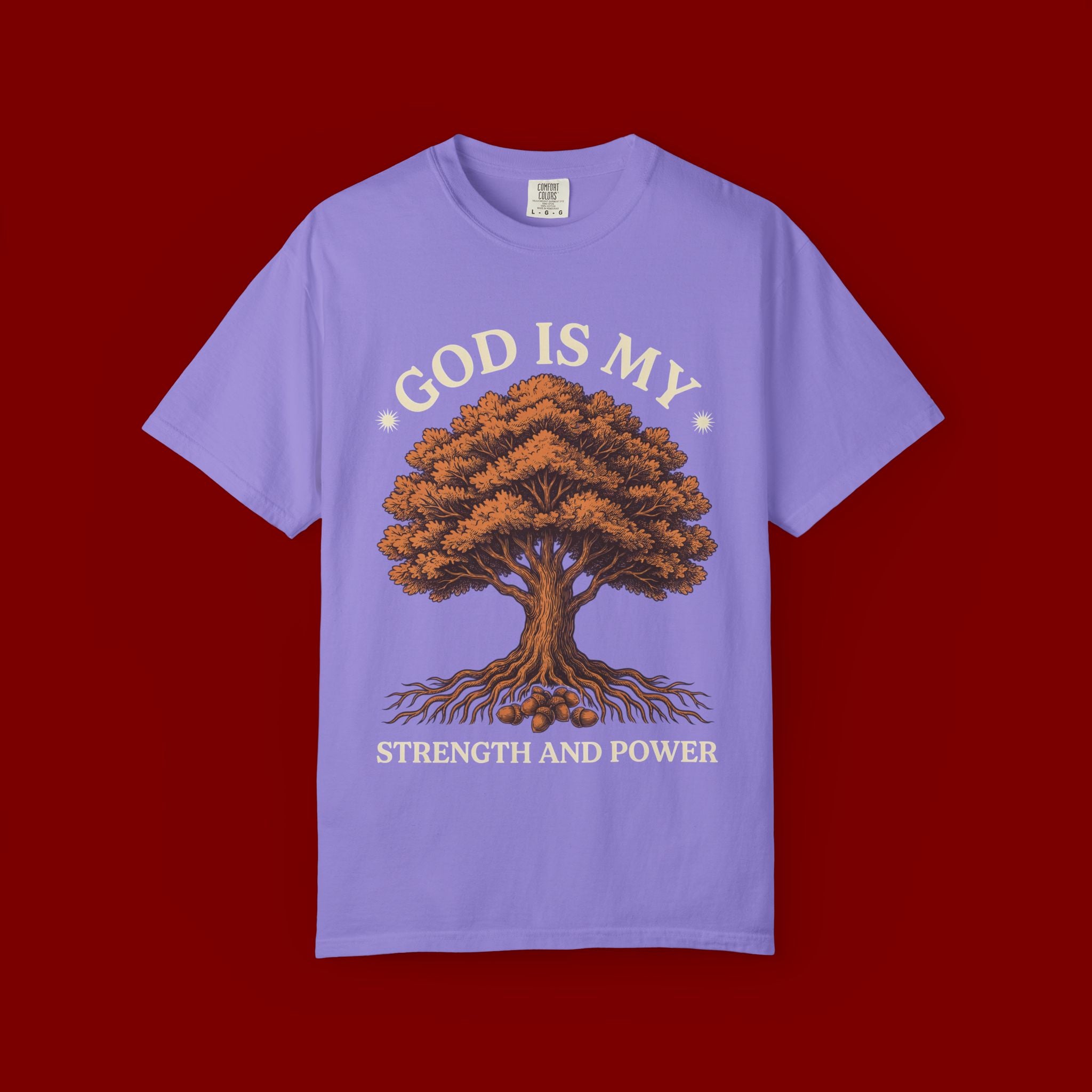 God Is My Strength Tree T-Shirt — Faith-Based Inspirational Tee