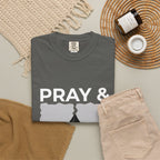 Pray & Never Give Up T-Shirt — Inspirational Christian Mountain Tee