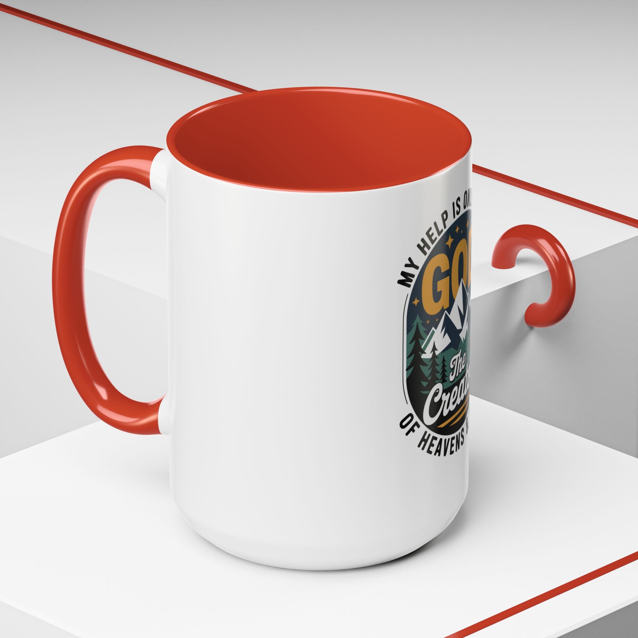 Christian Coffee Mug — “My Help Is Only From God The Creator” Accent Mug