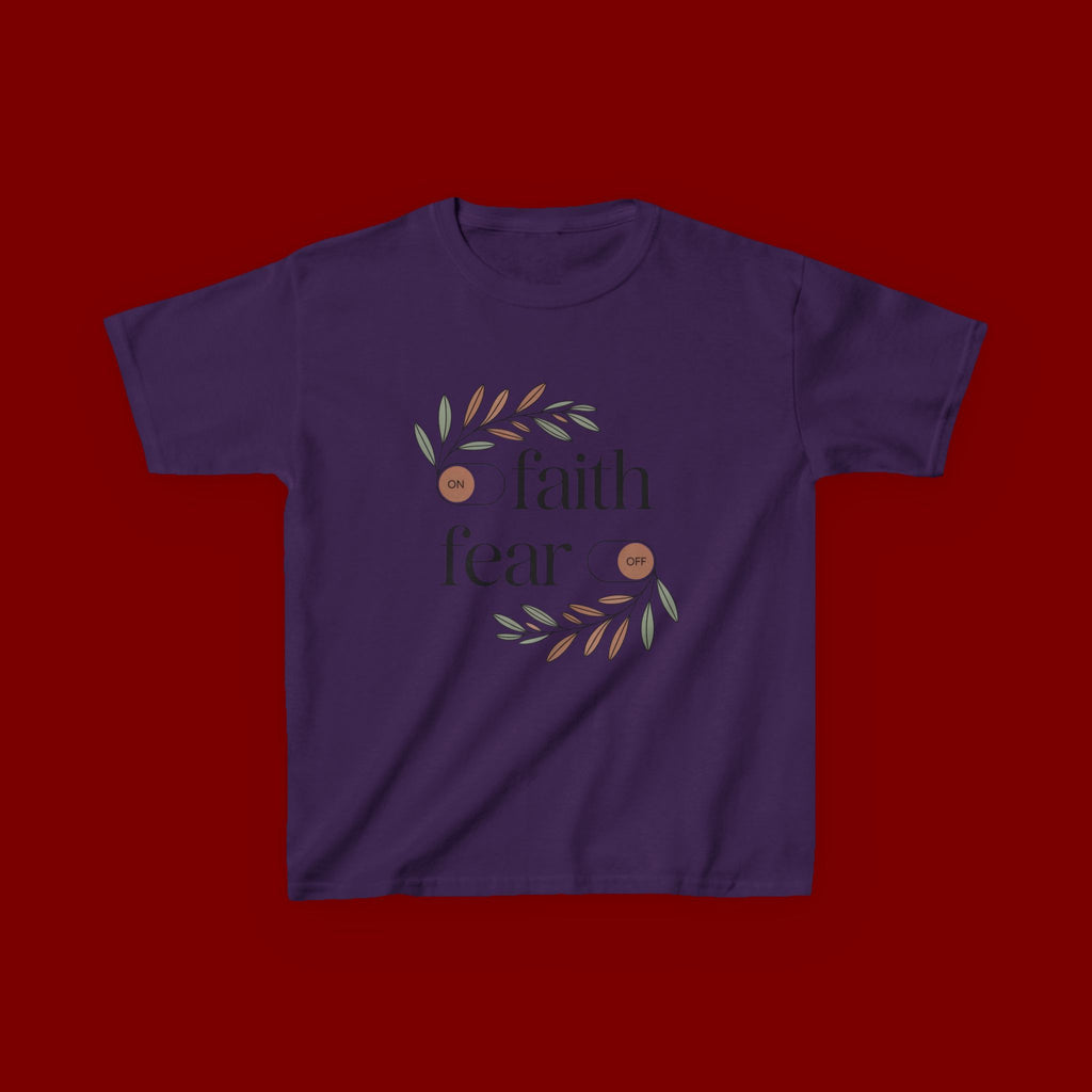 Faith Over Fear Kids T‑Shirt — Floral Inspirational Tee for Boys & Girls