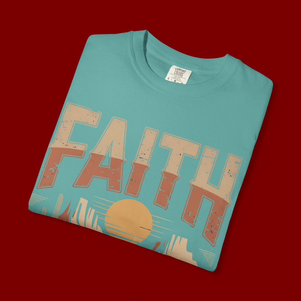 Faith Can Move Mountains T-Shirt — Retro Desert Inspirational Tee