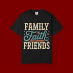 Family Faith Friends T-Shirt — Retro Christian Inspirational Tee