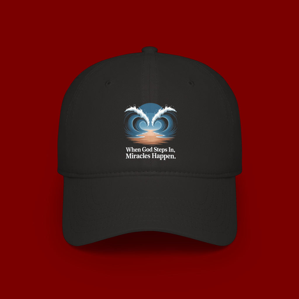 Inspirational 'When God Steps In Miracles Happen' Low Profile Baseball Cap