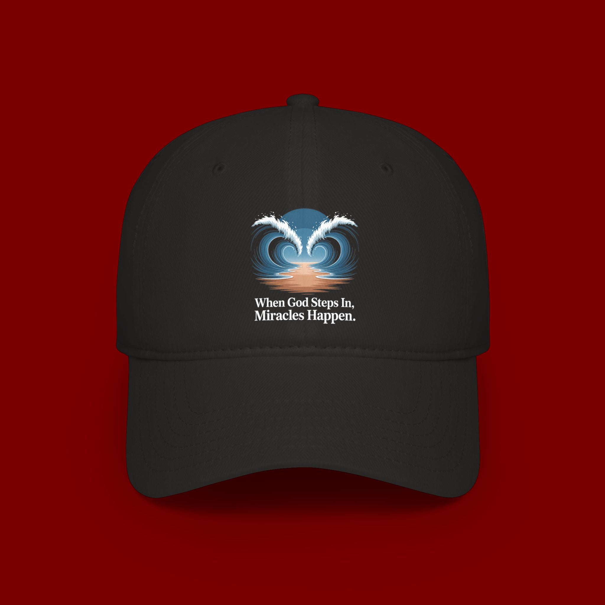 Inspirational 'When God Steps In Miracles Happen' Low Profile Baseball Cap