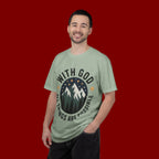 Faith-Based Mountain T-Shirt — "With God All Things Are Possible"