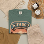 Scripture Comfort T-Shirt — "With God Every Hardship Brings Ease" Christian Faith Tee