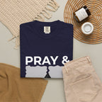 Pray & Never Give Up T-Shirt — Inspirational Christian Mountain Tee
