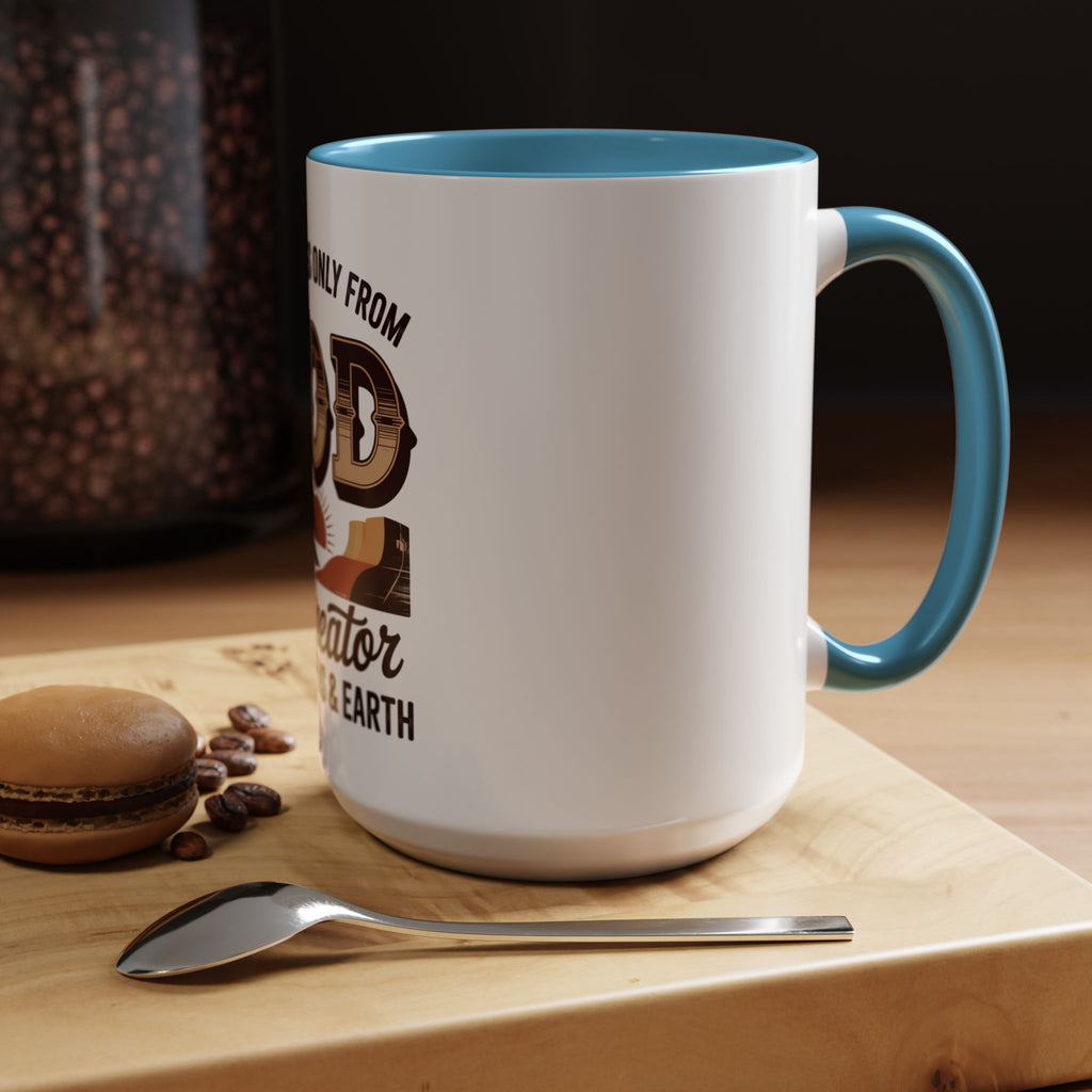 God-Themed Accent Coffee Mug – "My Help Is Only From God, The Creator of Heavens & Earth"