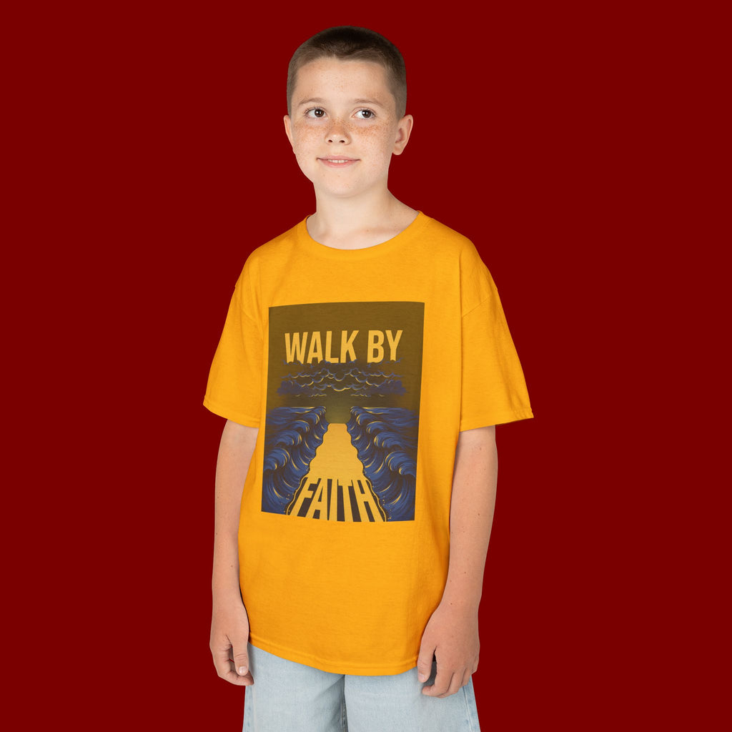 Kids T‑Shirt — "Walk By Faith" Inspirational Graphic Tee for Children
