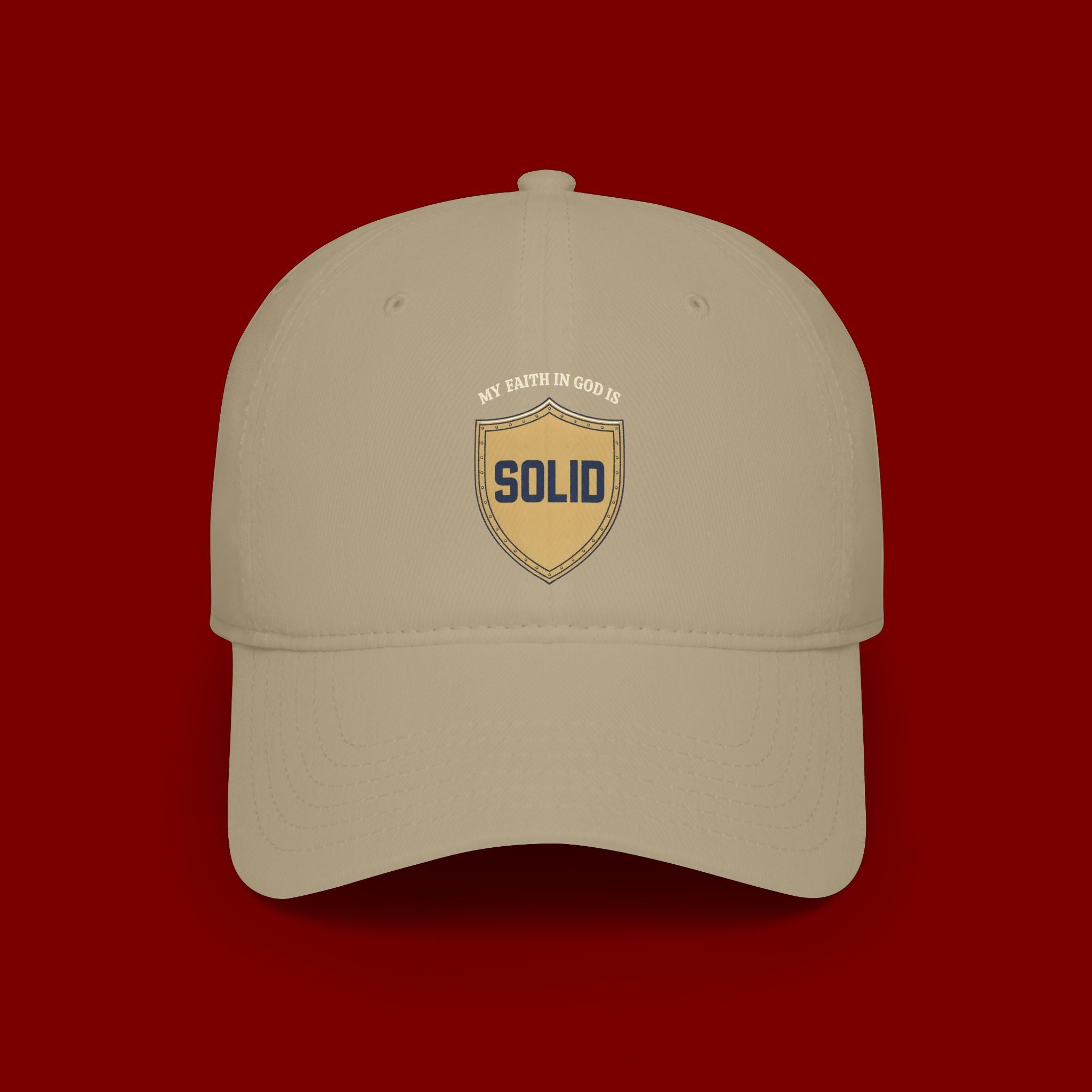 Solid Shield Baseball Cap — 'Stay Solid' Embroidered Low Profile Hat