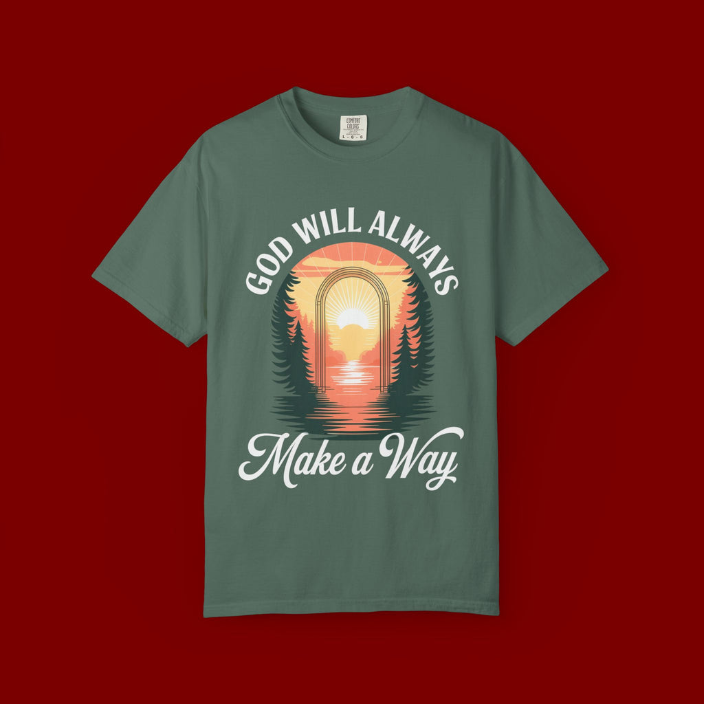 Make a Way Christian T-Shirt — 'God Will Always Make a Way' Sunset Faith Tee