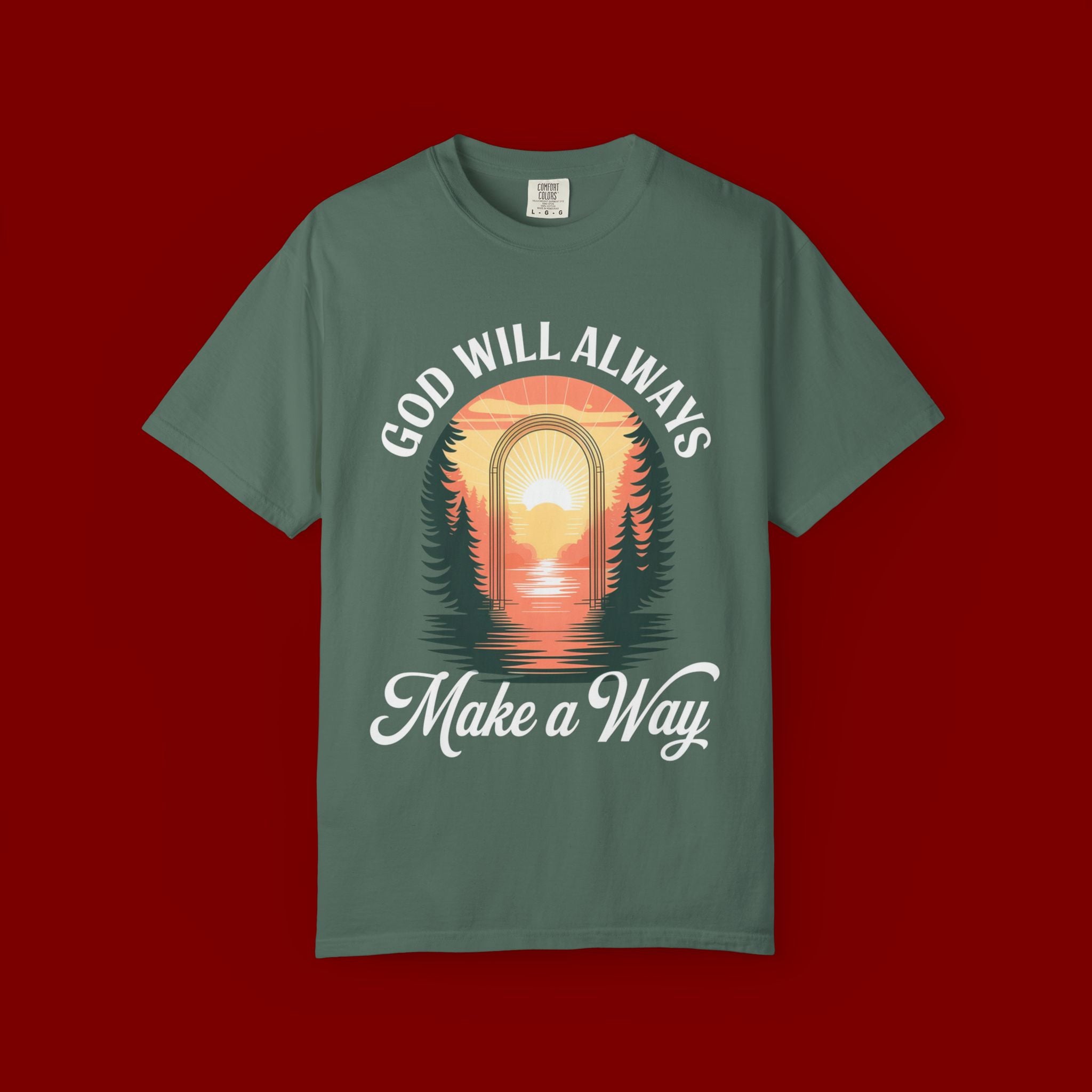 Make a Way Christian T-Shirt — 'God Will Always Make a Way' Sunset Faith Tee