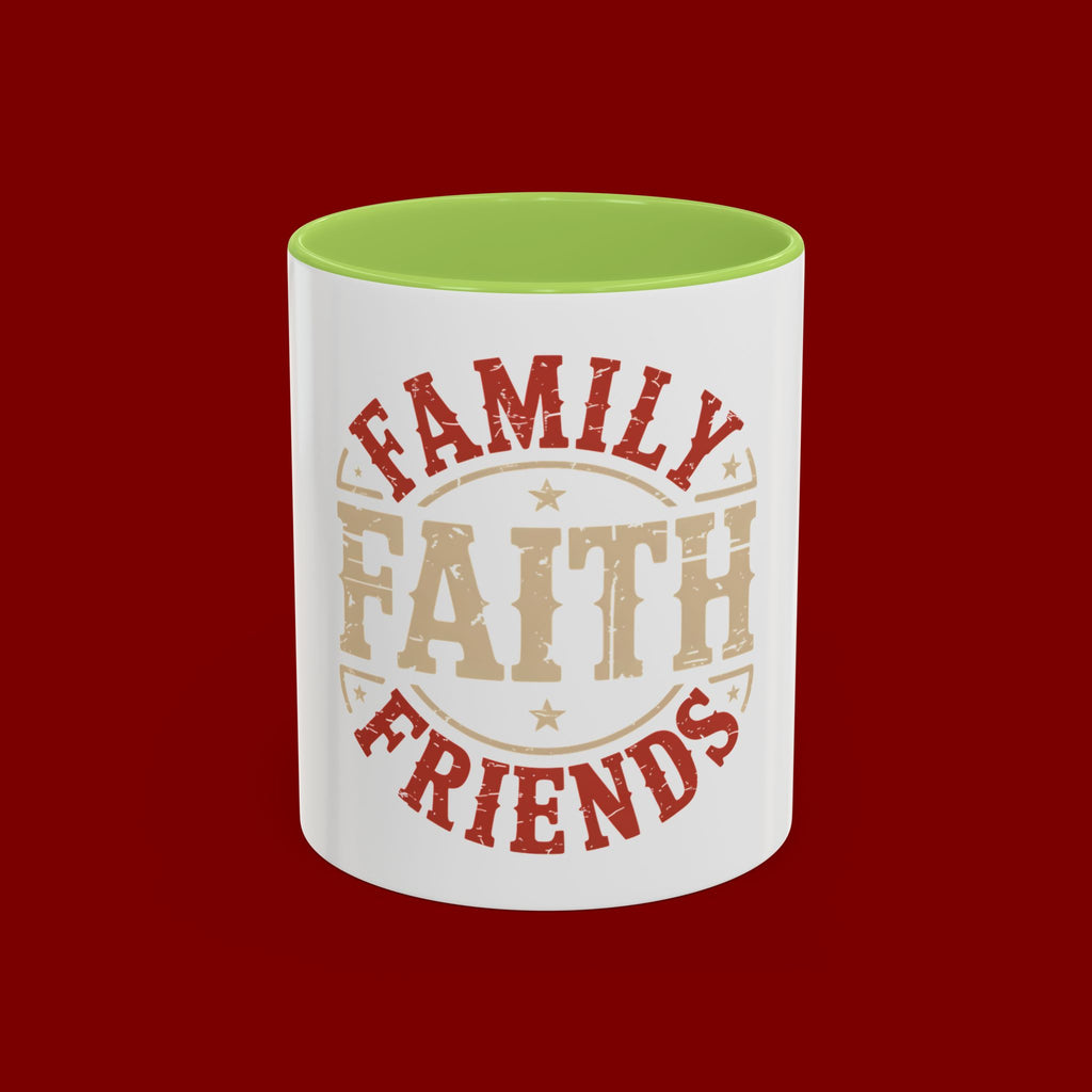Faith Family Friends Accent Coffee Mug – Inspirational Religious Gift (11/15oz)