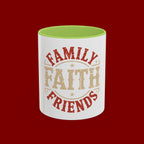 Faith Family Friends Accent Coffee Mug – Inspirational Religious Gift (11/15oz)