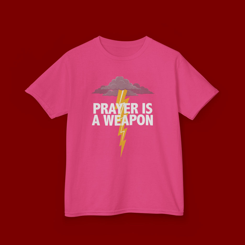 Kids Tee — "Prayer Is A Weapon" Lightning Graphic Christian Shirt