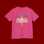Kids Tee — "Prayer Is A Weapon" Lightning Graphic Christian Shirt