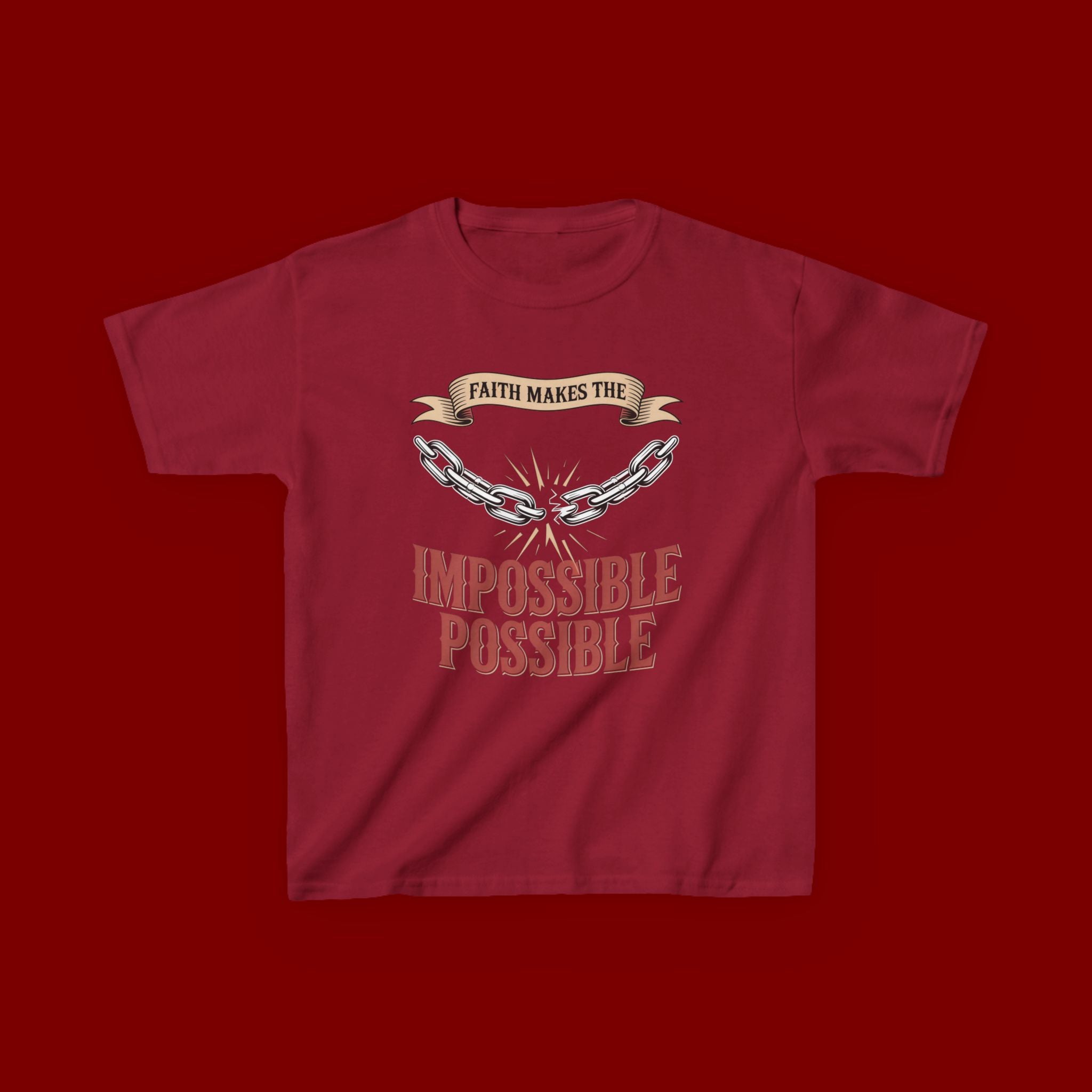 Kids Tee — "Faith Makes the Impossible Possible" Inspirational Graphic