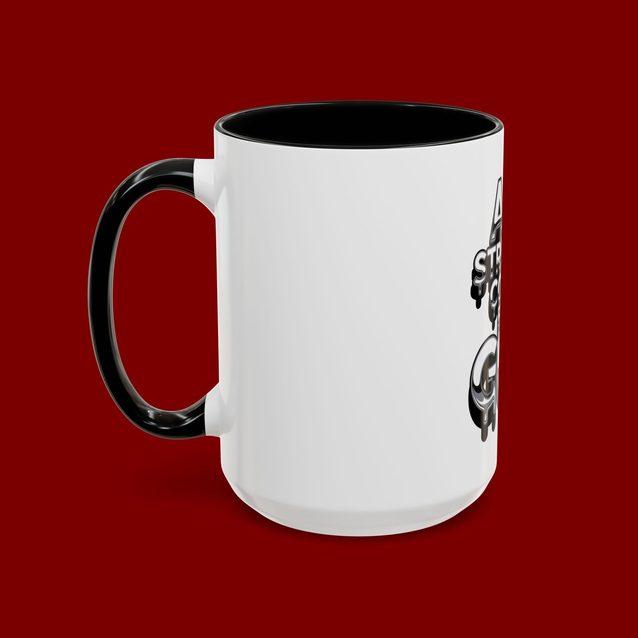 Ceramic Mug — "All Strength Comes From God" Black Accent Coffee Cup (11/15 oz)