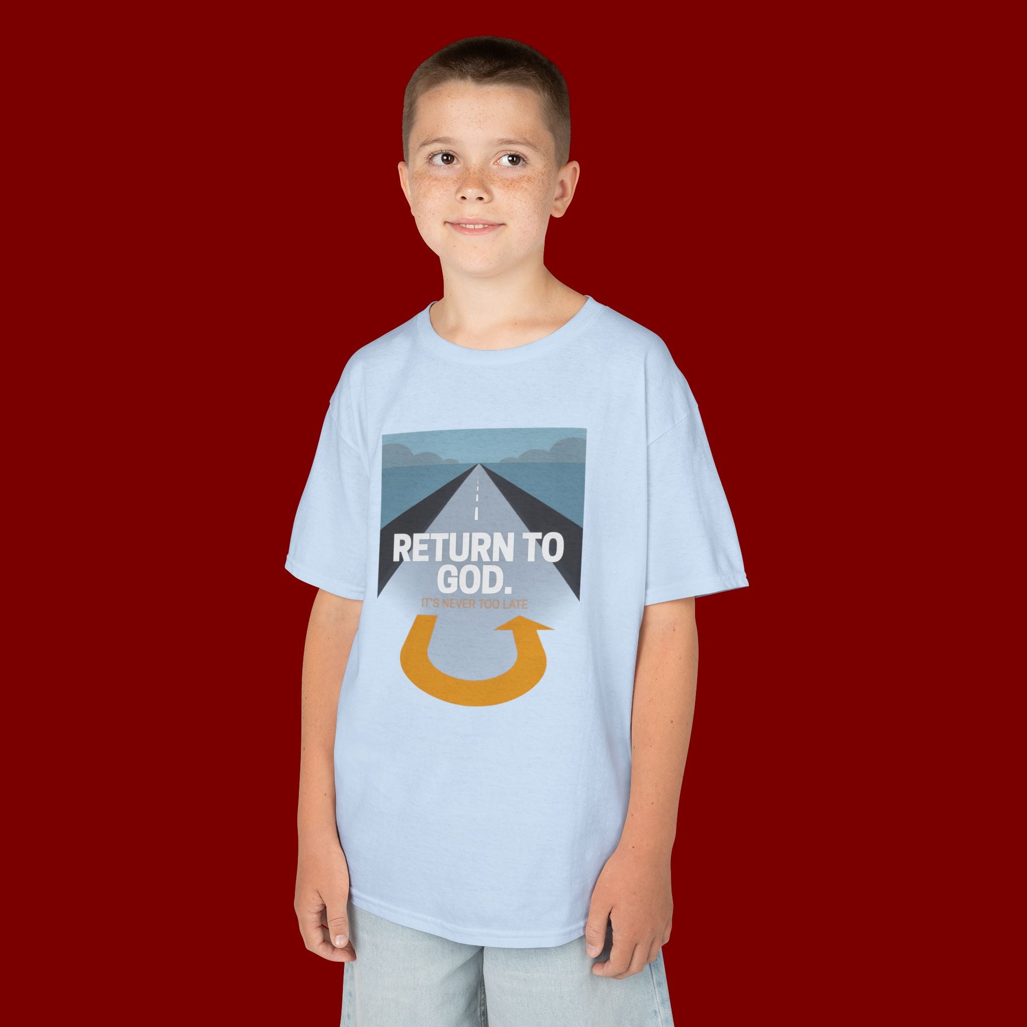 Kids Tee - "Return to God" Roadway Graphic Religious Youth Shirt