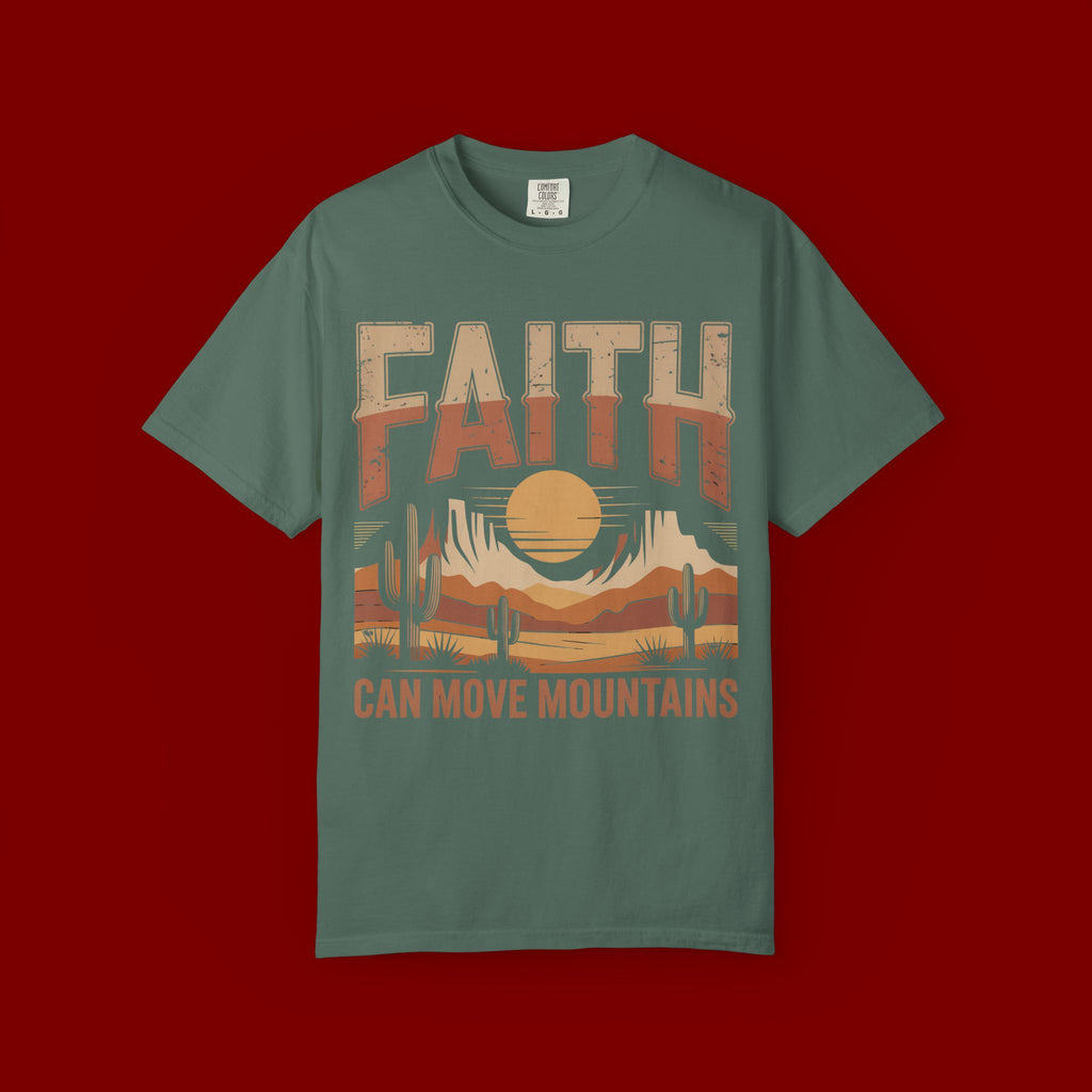 Faith Can Move Mountains T-Shirt — Retro Desert Inspirational Tee