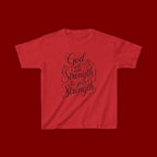 Kids T‑Shirt — "God Will Add Strength to Your Strength" Inspirational Faith Tee