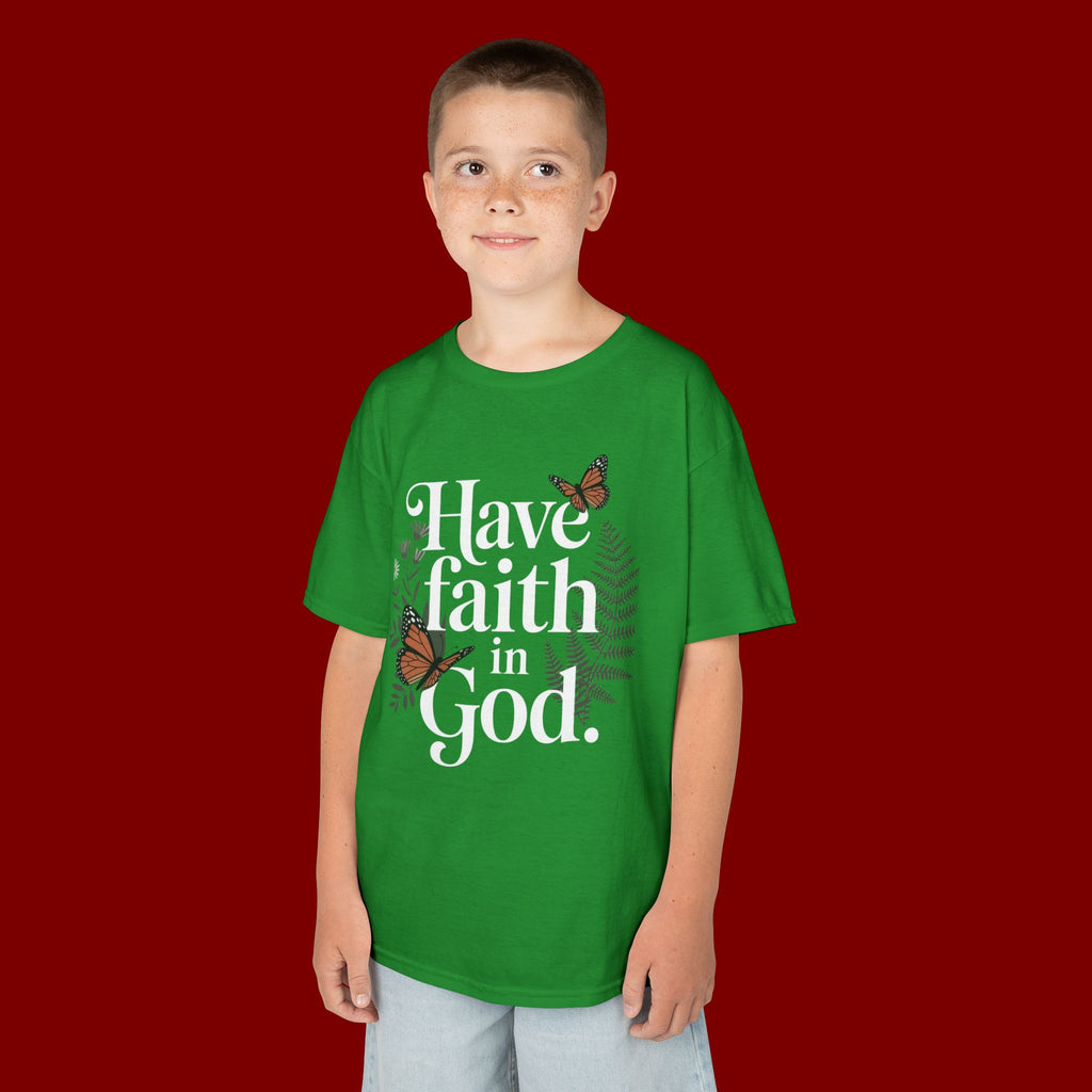 Kids Tee — "Have Faith in God" Floral Christian Youth T‑Shirt