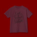 Kids T‑Shirt — "God Will Add Strength to Your Strength" Inspirational Faith Tee
