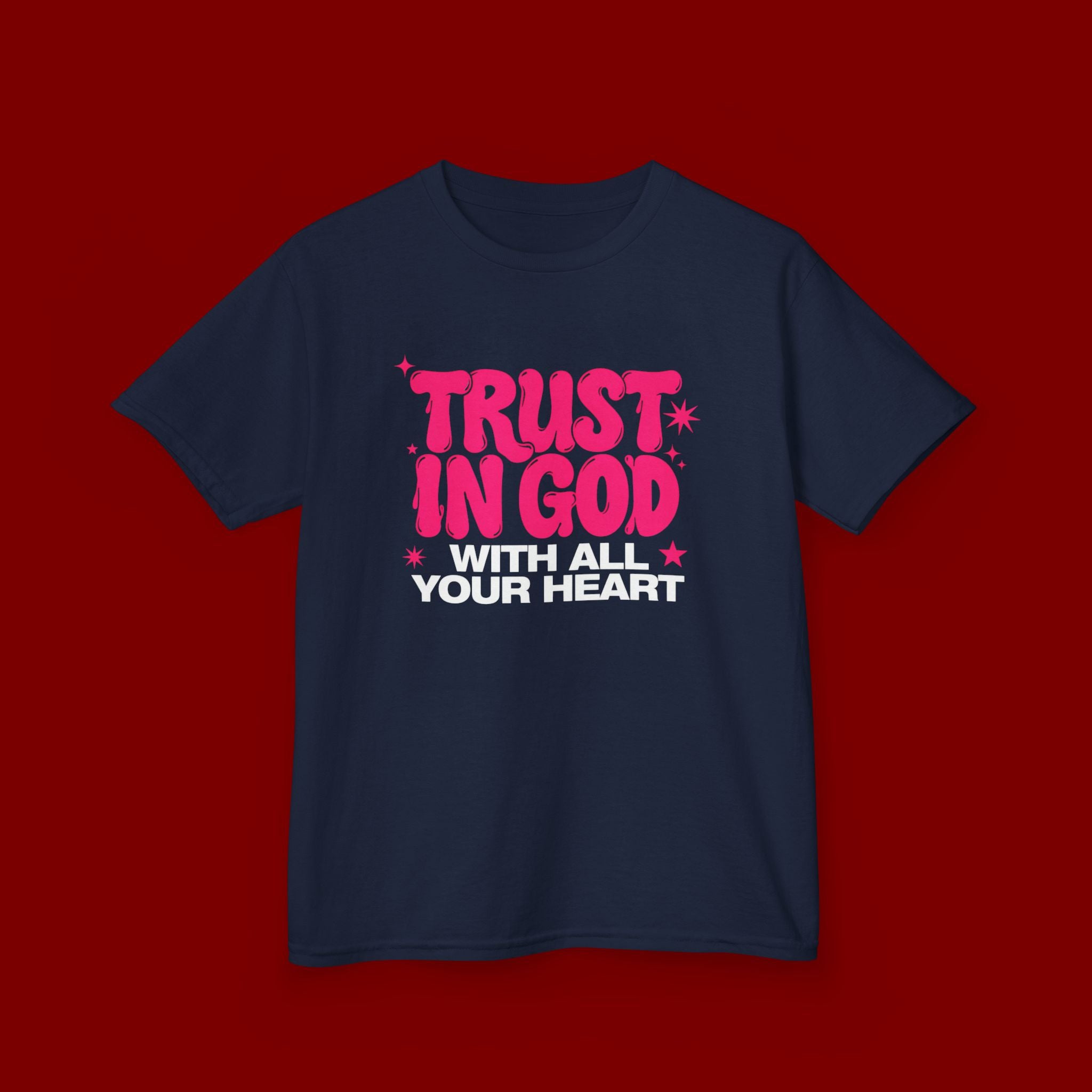 Kids Tee — "Trust in God" Pink Faith Graphic Shirt