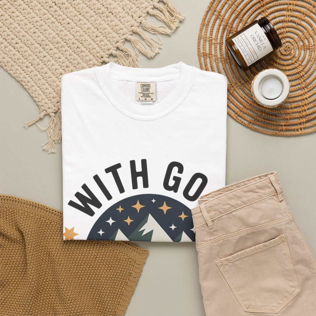 Faith-Based Mountain T-Shirt — "With God All Things Are Possible"