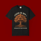 God Is My Strength Tree T-Shirt — Faith-Based Inspirational Tee