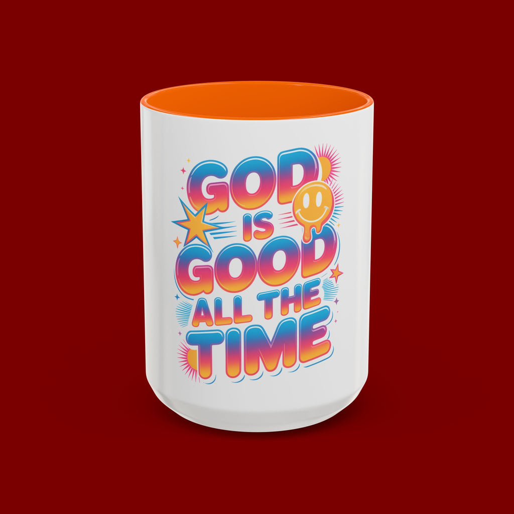 God Is Good All The Time Accent Coffee Mug — Inspirational Christian Coffee Cup (11/15oz)