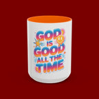 God Is Good All The Time Accent Coffee Mug — Inspirational Christian Coffee Cup (11/15oz)