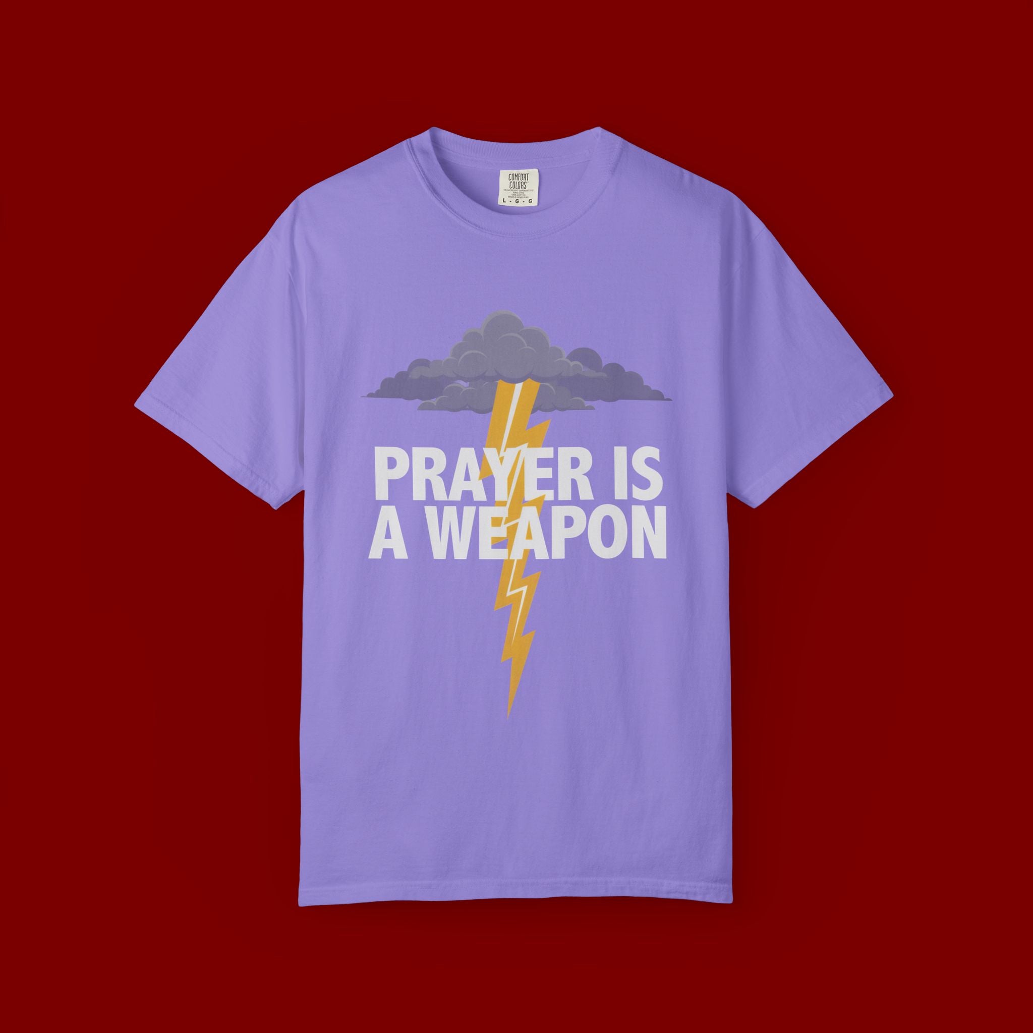 Prayer Is a Weapon T-Shirt — Christian Faith Lightning Graphic Tee