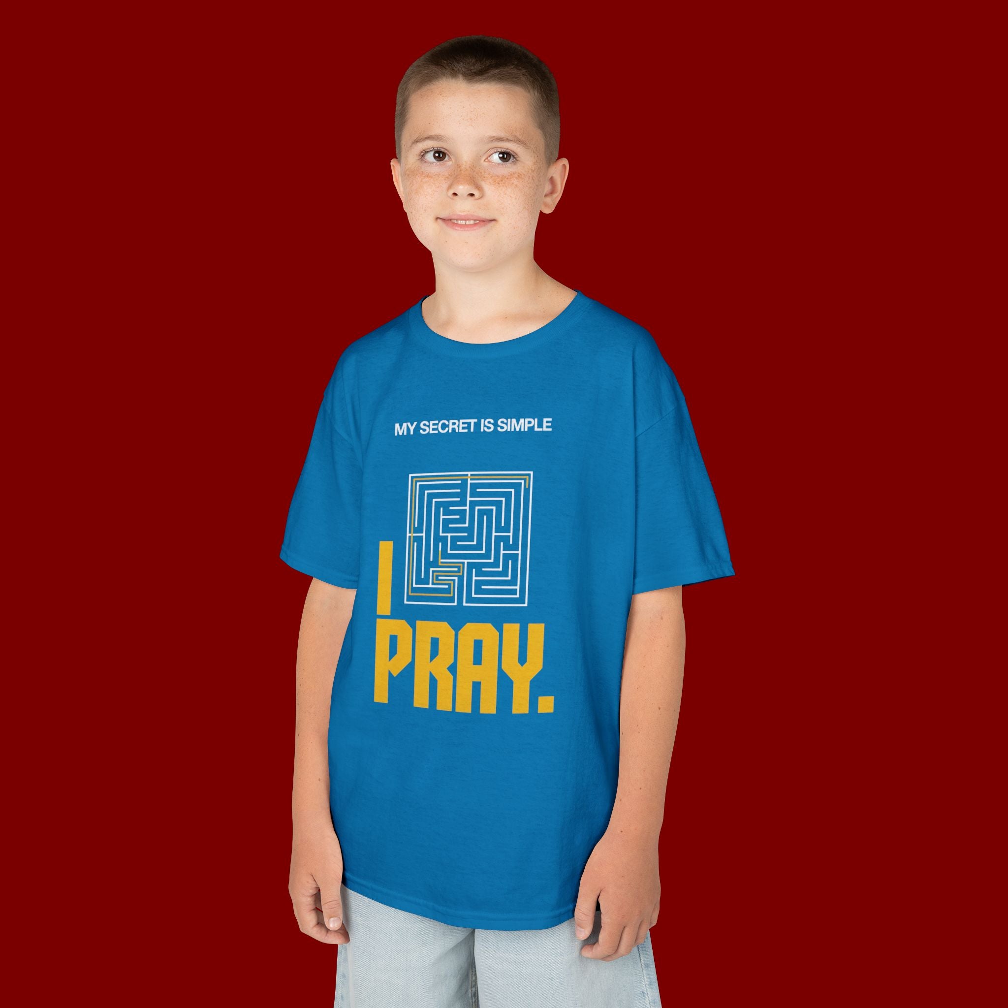 Kids Tee — "My Secret Is Simple: I Pray." Maze Faith T‑Shirt