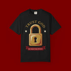 Trust God Lock T-Shirt — Christian Faith Tee “Trust God No Matter What”