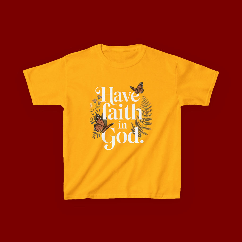 Kids Tee — "Have Faith in God" Floral Christian Youth T‑Shirt