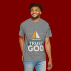 Trust God Sailboat T-Shirt — Pray Work Inspirational Christian Tee